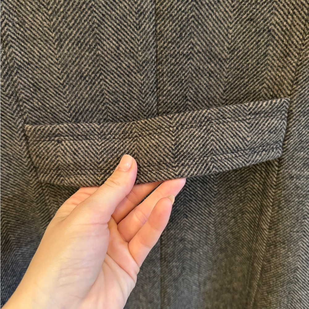 Ralph Lauren Brown Herringbone Double-Breasted Maxi Pea Coat - Picture 9 of 11